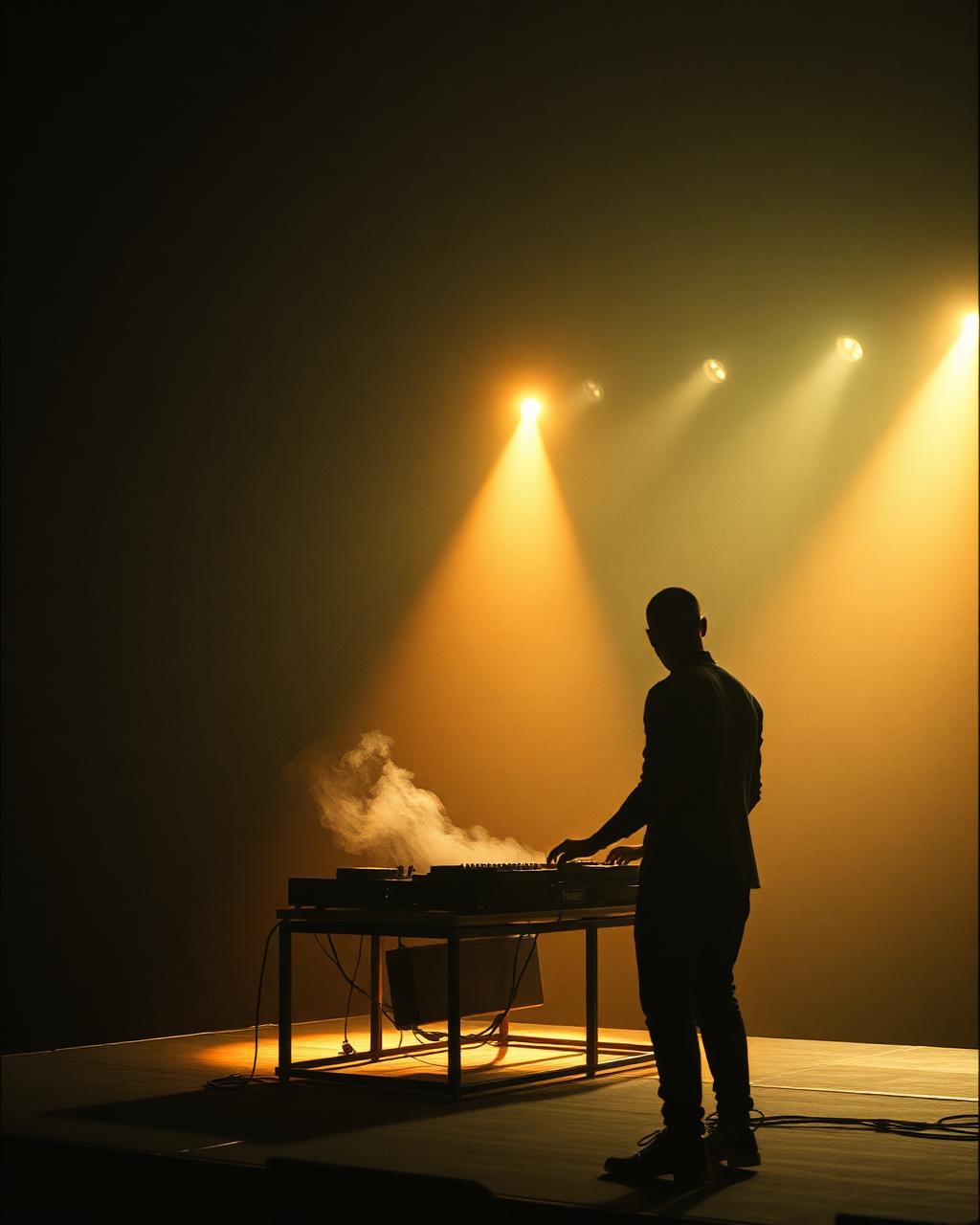 Fotograma cinematográfico de un DJ en escena